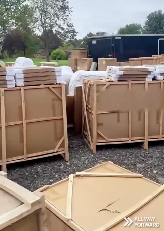 Crates delivered and signed for