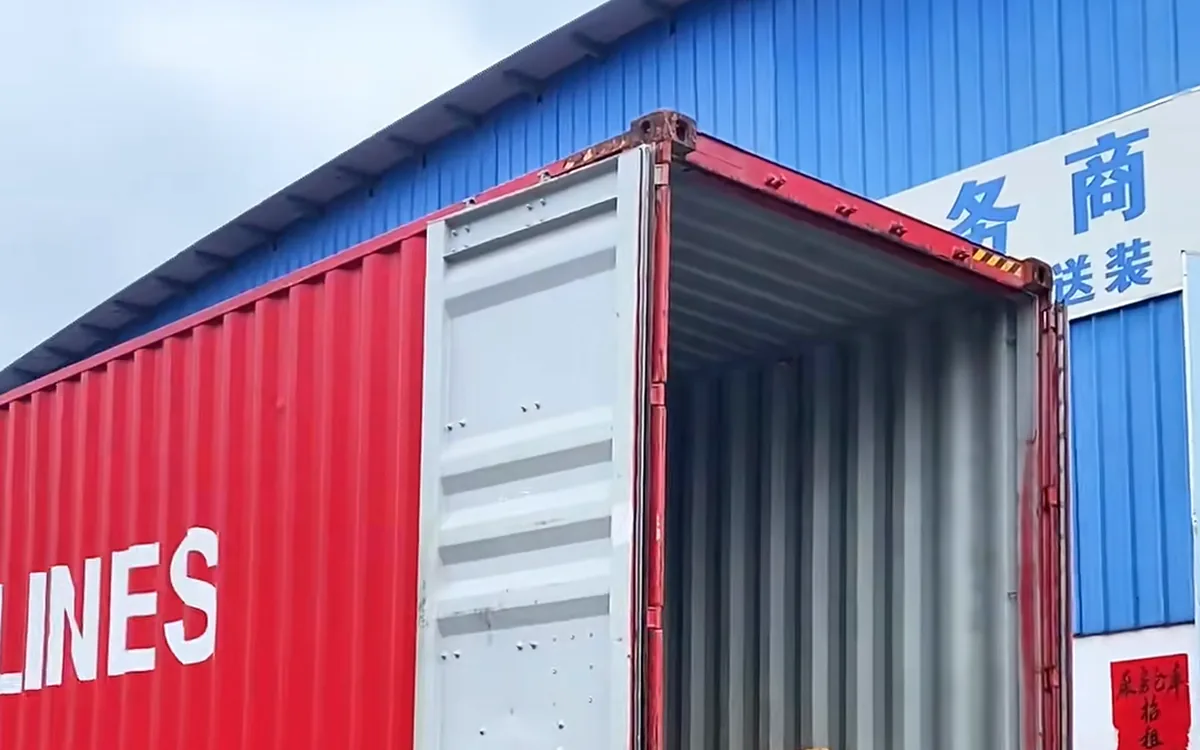 A container truck waiting at the warehouse